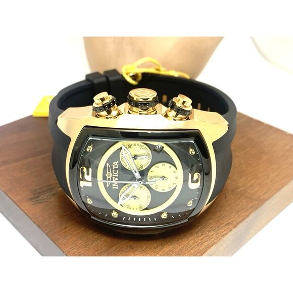 Invicta Men's Watch 10067 Lupah Quartz Chronograph Gold Black Rubber Strap 48mm - Picture 9 of 15